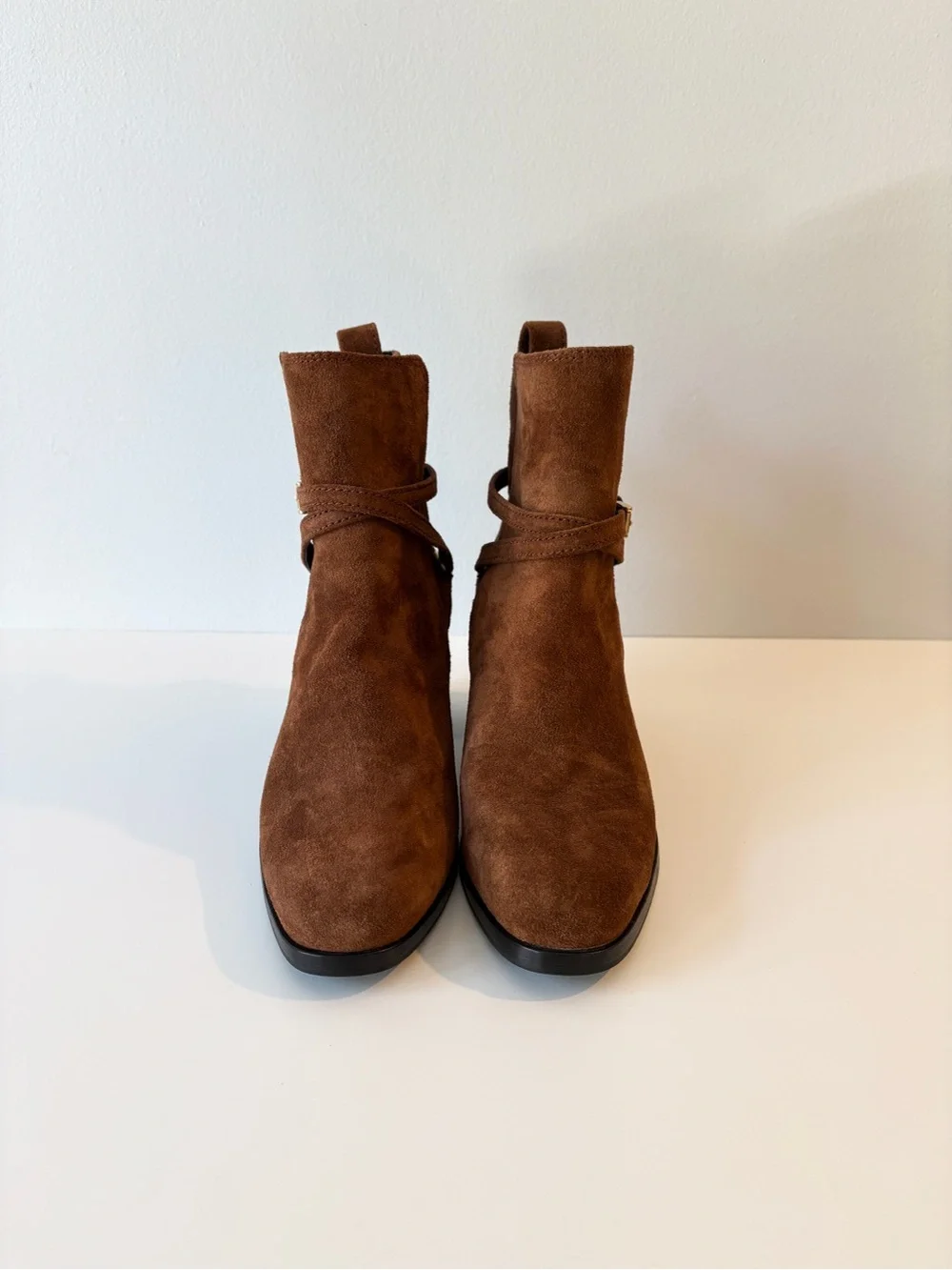 Rag & Bone Brown Suede Leather Hazel Buckle Stacked Heel Ankle Boot